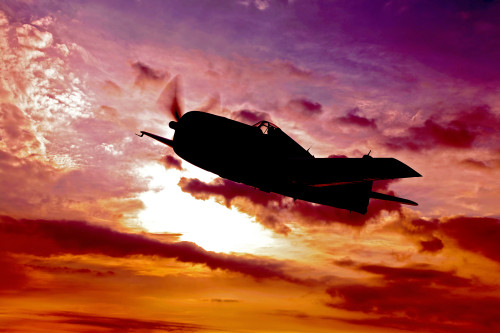 A Grumman F6F Hellcat fighter plane in flight over Chino, California Poster Print - Item # VARPSTSGR100025M
