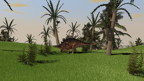 Kentrosaurus walking across an open field Poster Print - Item # VARPSTKVA600338P