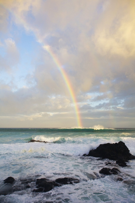 Hawaii, Maui, Rainbow offshore of Hookipa Beach at sunrise PosterPrint - Item # VARDPI2087113