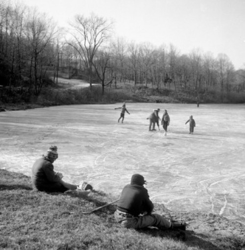 Outdoors ice skating Poster Print