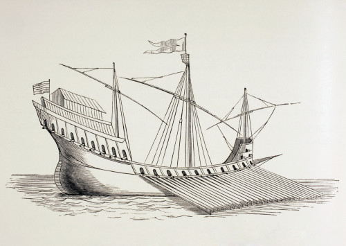 16Th Century Galley. From Military And Religious Life In The Middle Ages By Paul Lacroix Published London Circa 1880. PosterPrint - Item # VARDPI1958737