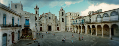 Tourists in courtyard in front of the Havana Cathedral, Havana, Cuba Poster Print - Item # VARPPI169829