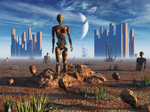Android fossils preserved in sedimentary rock on an alien world Poster Print - Item # VARPSTMAS100186S