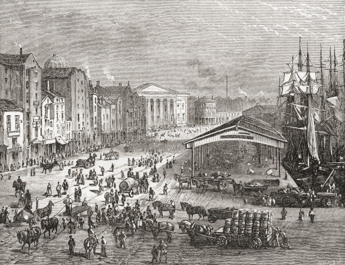 Strand Street and Custom House, Liverpool, Lancashire, England in the 19th century. From Cities of the World, published c.1893. PosterPrint - Item # VARDPI2430400