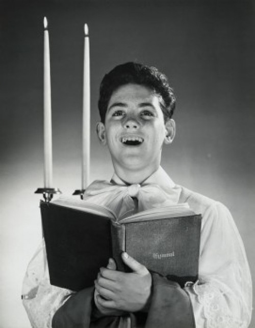 Choir boy holding a book and singing Poster Print - Item # VARSAL25527638