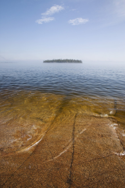 Ontario, Canada; An Island And A Large Rock Slab Under The Water's Surface On Lake Superior PosterPrint