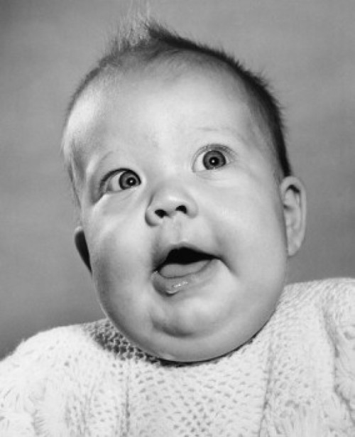 Studio portrait of baby with open mouth Poster Print - Item # VARSAL2551007B