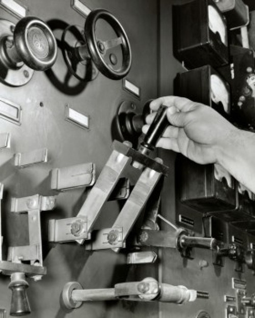 Close-up of a person's hand operating a mechanical switch Poster Print - Item # VARSAL2553584