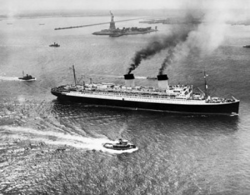 High angle view of a cruise ship in the sea  SS Ile de France  New York City  New York State  USA Poster Print - Item # VARSAL2552556