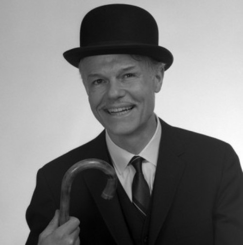 Studio portrait of mature man with cane and bowler hat Poster Print - Item # VARSAL25512537