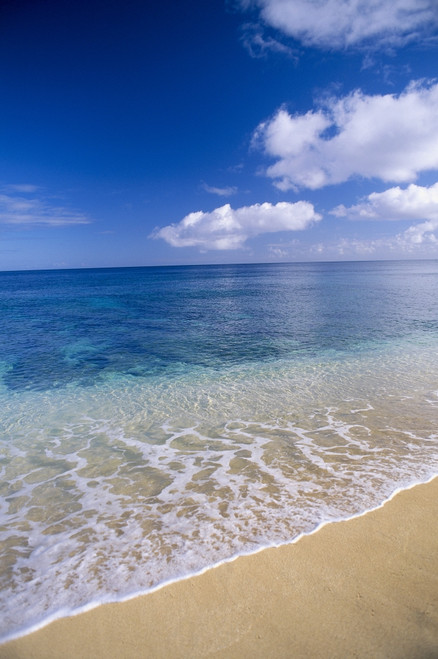 Wave Washes Ashore Onto Sandy Beach, Azure Ocean, Blue Sky B1498 PosterPrint - Item # VARDPI1998962