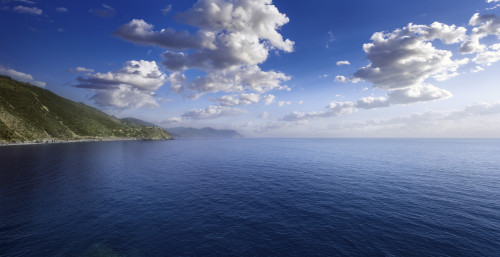 Aerial view of sea and mountains, Manarola, Italy Poster Print - Item # VARPSTEVK200211S