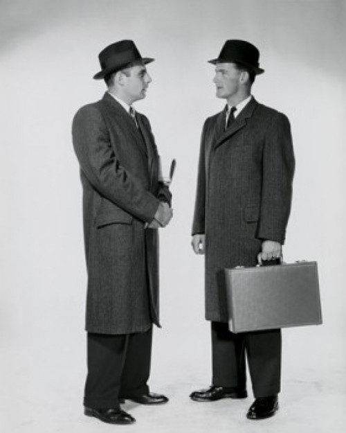 Side profile of two businessmen talking Poster Print - Item # VARSAL25548007