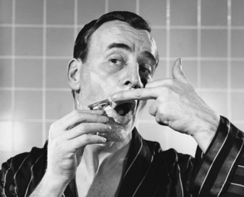 Close-up of a mature man shaving Poster Print - Item # VARSAL25528170