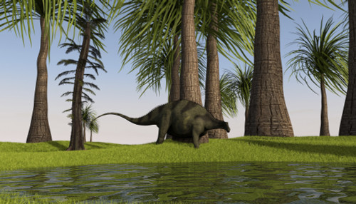 Brachytrachelopan walking along the edge of a swamp Poster Print - Item # VARPSTKVA600590P