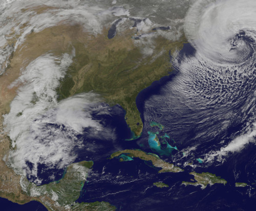 March 26, 2014 - Satellite view of a strong coastal storm off the coast of New England, United States Poster Print - Item # VARPSTSTK204374S