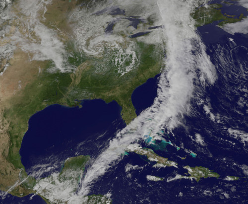 Satellite view of a powerful cold front moving off the United States East Coast Poster Print - Item # VARPSTSTK204385S