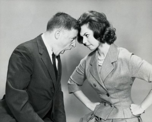 Side profile of a young couple shouting at each other Poster Print - Item # VARSAL2557604