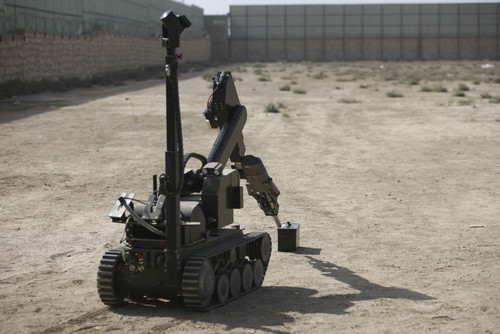 German Army explosive ordnance disposal team demonstrates the capabilities of the tEODor heavy-duty EOD robot at a U.S. manned camp in Northern Afghanistan Poster Print - Item # VARPSTTMO100386M