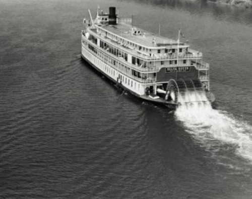 High angle view of a steamboat in a river Poster Print - Item # VARSAL25518604