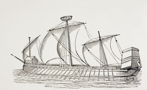 16Th Century Three Masted Galley With Square Sails. From Military And Religious Life In The Middle Ages By Paul Lacroix Published London Circa 1880. PosterPrint - Item # VARDPI1958734