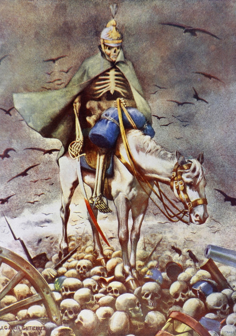 The Winner. Death Riding Over Human Skulls And The Wreckage On A Battlefield. After A Drawing By Garcia Gutierrez. From La Esfera, 1914. PosterPrint - Item # VARDPI1959495
