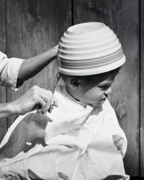 Mother cutting her son's hair Poster Print - Item # VARSAL25519791