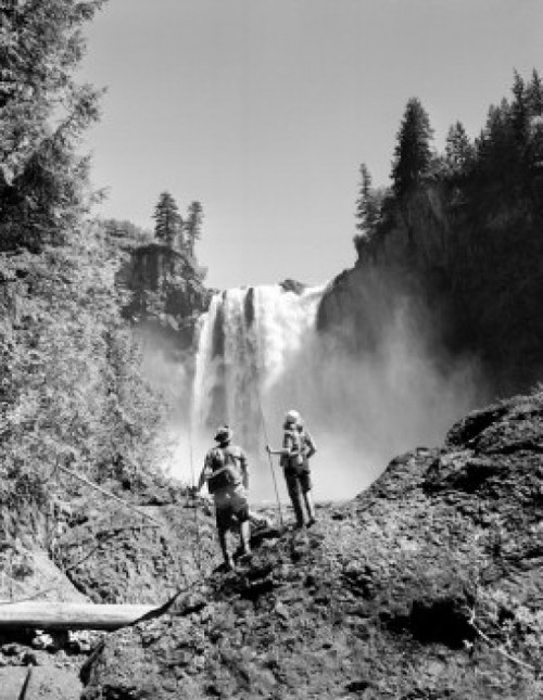 USA  Washington State  Snoqualmie  Snoqualmie Falls  tourist looking on view Poster Print - Item # VARSAL255424455