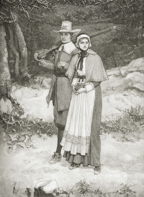 Puritans Going To Church. From The Book A Brief History Of The United States Published By A. S. Barnes And Company Circa 1885. PosterPrint - Item # VARDPI1862953