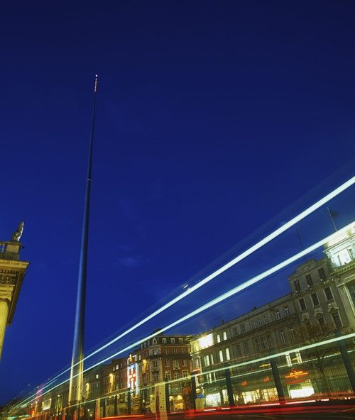 Spire Of Dublin, O'connell Street, Dublin, Ireland; Sculpture Against Traffic Light Streams PosterPrint - Item # VARDPI1809269
