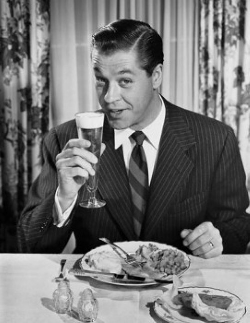 Portrait of mid adult man drinking beer Poster Print - Item # VARSAL2554229A