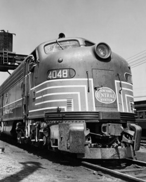 Train on a railroad track Poster Print