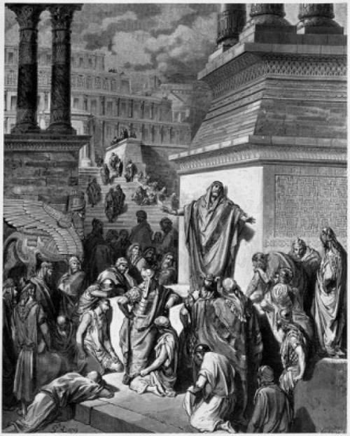 Jonah Telling of Nineveh's Coming Vanquishment  Gustave Dore  Engraving Poster Print - Item # VARSAL9001210