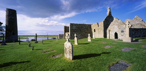 Cemetery In Front Of A Monastery, Clonmacnoise, County Offaly, Republic Of Ireland PosterPrint - Item # VARDPI1798868