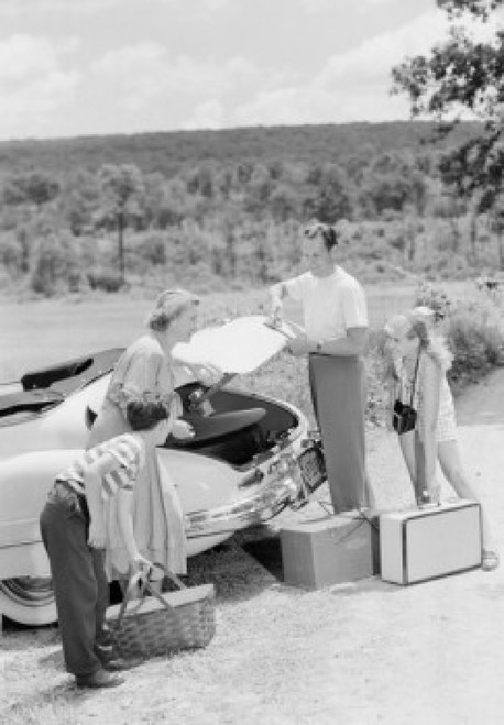 Parents with children loading suitcases into car Poster Print - Item # VARSAL255419084