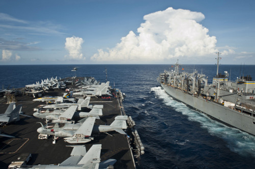 USS Nimitz and USNS Rainer transit alongside each other Poster Print - Item # VARPSTSTK107602M