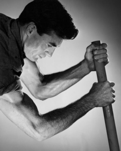 Side profile of a worker pulling crank Poster Print - Item # VARSAL2553571