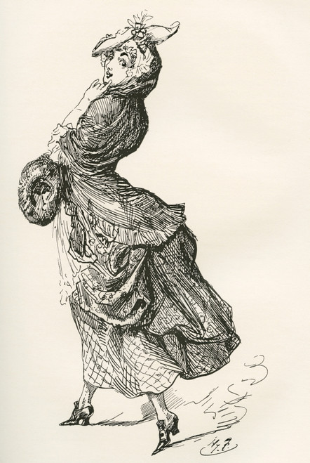 Dolly Varden. Illustration by Harry Furniss for the Charles Dickens novel Barnaby Rudge, from The Testimonial Edition, published 1910. PosterPrint - Item # VARDPI2430107