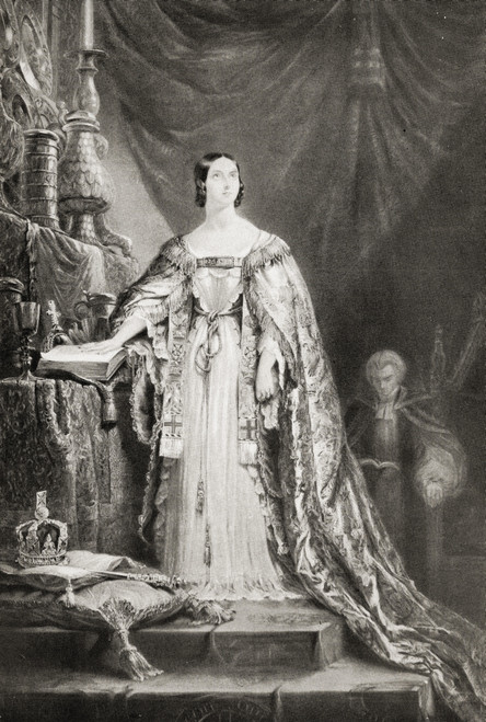Queen Victoria, 1819-1901, Taking The Coronation Oath. From An Engraving Of This Picture By Sir. George Hayter. From The Book V.R.I. Her Life And Empire By The Marquis Of Lorne, K.T. Now His Grace The Duke Of Argyll. PosterPrint - Item # VARDPI186065