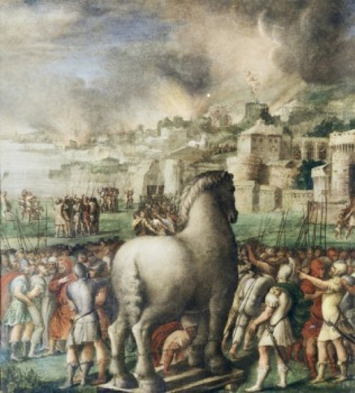 Trojan Horse  Niccolo dell' Abate   Tempera on wood panel Poster Print - Item # VARSAL3804404608