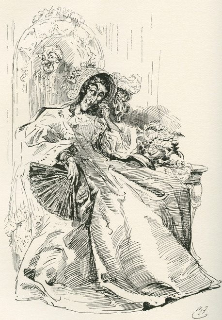 Mrs. Skewton. Illustration by Harry Furniss for the Charles Dickens novel Dombey and Son, from The Testimonial Edition, published 1910. PosterPrint - Item # VARDPI2430156