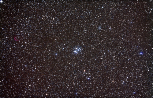 Open cluster NGC 457 in the constellation Cassiopeia. NGC 436 is at upper right and nebula Sharpless 2-188 at left. Poster Print - Item # VARPSTADY200133S
