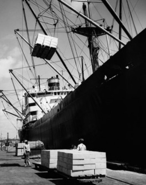 Cargo containers being loaded into an industrial ship  Tampa  Florida  USA Poster Print - Item # VARSAL25526478