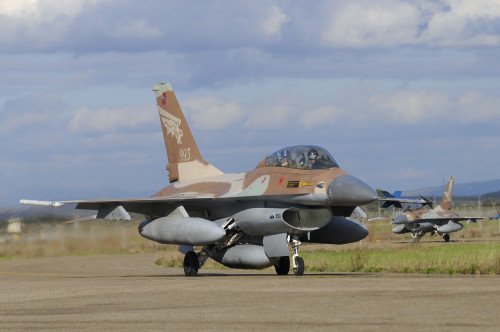 F-16B Netz from the Israeli Air Force at Decimomannu Air Base, Italy, during exercise Starex 2010 Poster Print - Item # VARPSTRCN100193M