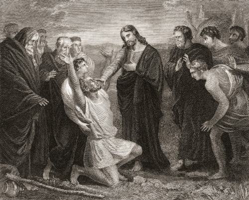 Jesus healing the blind. From a 19th century print. PosterPrint - Item # VARDPI2430460