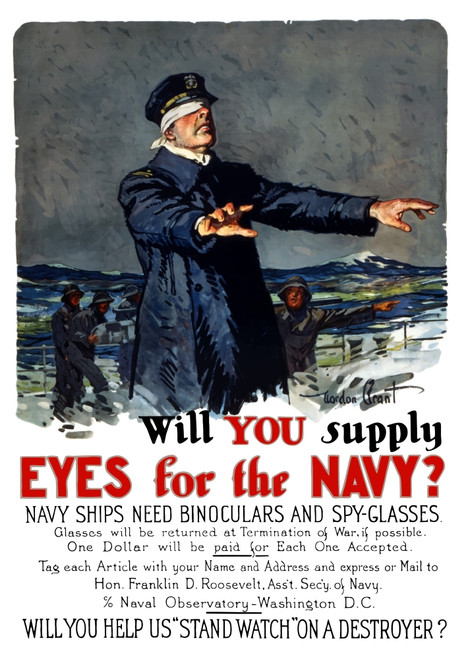 Vintage World War I propaganda poster featuring a blindfolded ship captain Poster Print - Item # VARPSTJPA100933M