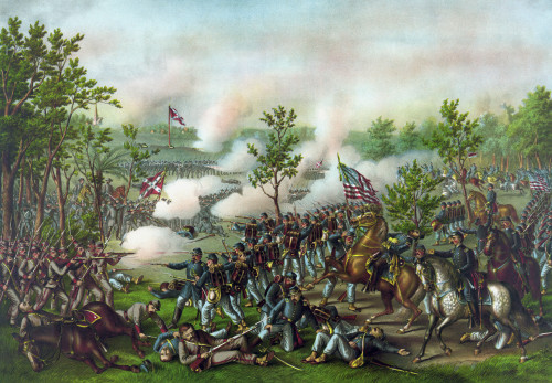 Vintage American Civil War print of The Battle of Atlanta and shows the death of Union General James McPherson. The battle occurred July 22, 1864. Poster Print - Item # VARPSTJPA101185M