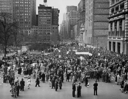 High angle view of a crowd protesting on a street Poster Print - Item # VARSAL25544278