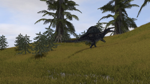 Spinosaurus walking across a grassy field Poster Print - Item # VARPSTKVA600518P