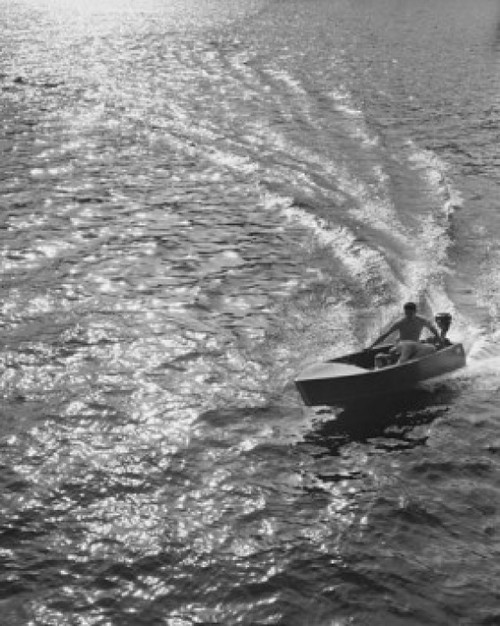 High angle view of two people in a motorboat Poster Print - Item # VARSAL25521918